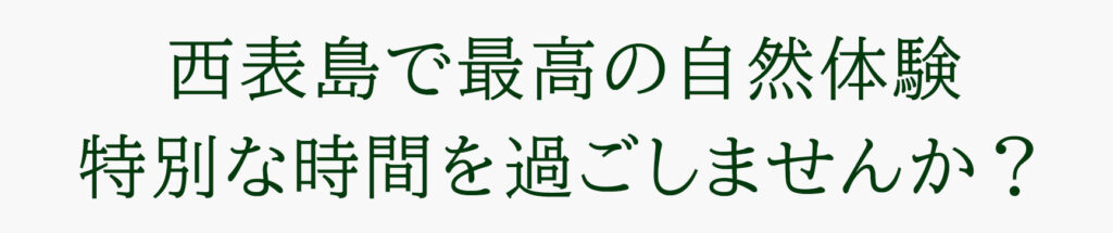 西表島で最高の自然体験 特別な時間を過ごしませんか？